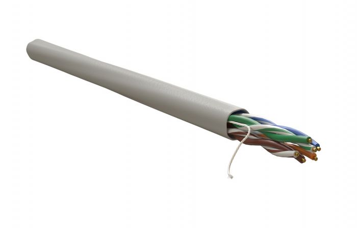 WRline WR-UTP-4P-C5E-PVC-GY (куски) Кабель витая пара, неэкранированный U/UTP, категория 5e, 4 пары (0,50 мм), одножильный, внутренний, PVC нг(А)-LS, серый