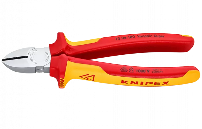 KN-7006180	Бокорезы VDE, 180 мм, хром, 2-комп диэлектрические ручки