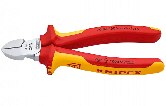 KN-7006160	Бокорезы VDE, 160 мм, хром, 2-комп диэлектрические ручки