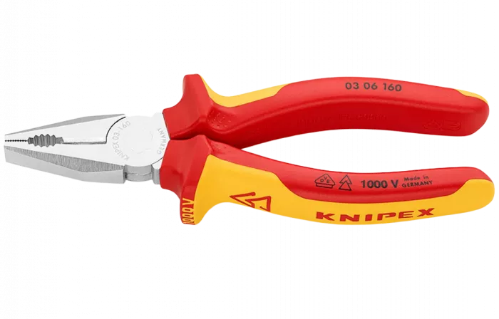 KN-0306160 Плоскогубцы комбинированные VDE, 160 мм, хром, 2-комп диэлектрические ручки