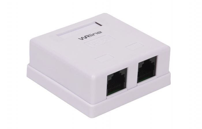 WRline WR-WS-8P8C-C5E-2 Розетка компьютерная RJ-45, категория 5e, неэкранированная, двойная, внешняя, Dual IDC, цвет белый