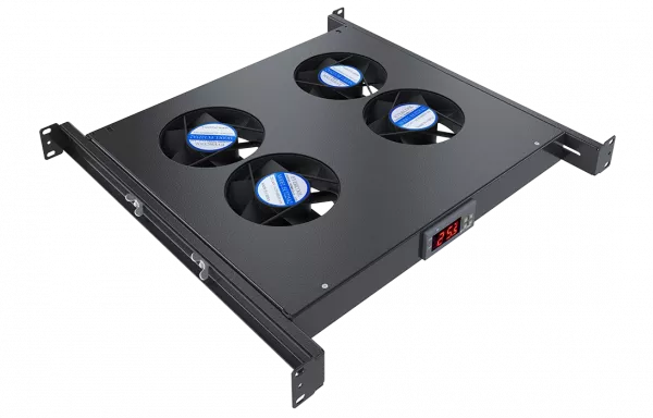 Вентиляторный модуль , 4 вентилятора с цифровым термореле ВМ-4-19"-Т-2-Ч черный ССД