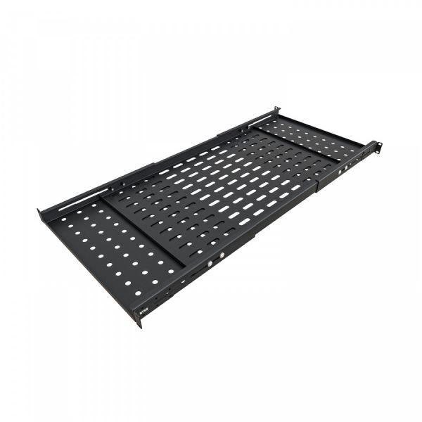 Универсальная полка 1U для шкафов глубиной 1070/1200мм раздвижная (усиленная до 150кг), RAL 9005