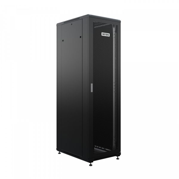 Шкаф напольный универсальный серверный NTSS R 47U 800х800мм, 4 профиля 19, двери перфорированная и сплошная металл, боковые стенки съемные, регулируемые опоры, разобранный, черный RAL 9005