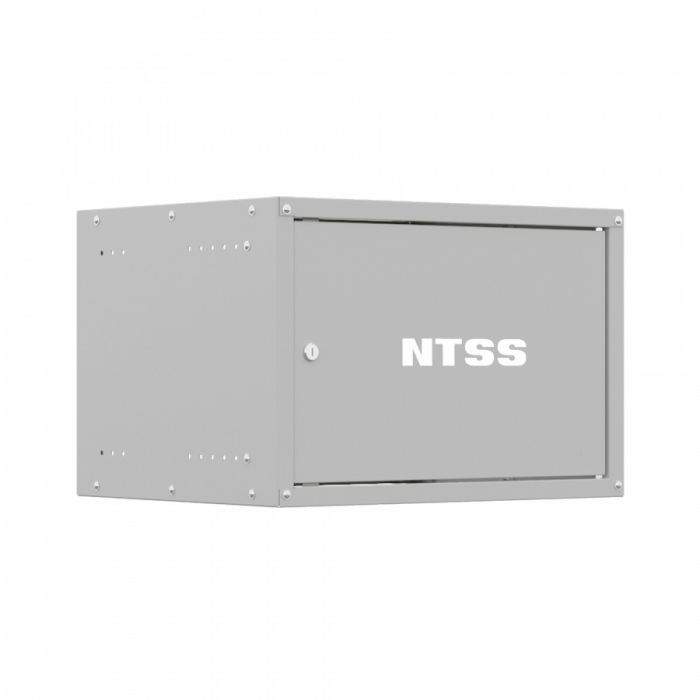 Шкаф настенный телекоммуникационный NTSS LIME 6U 550х350х370мм, 2 профиля 19, дверь сплошная металл, боковые стенки несъемные, разобранный, серый RAL 7035