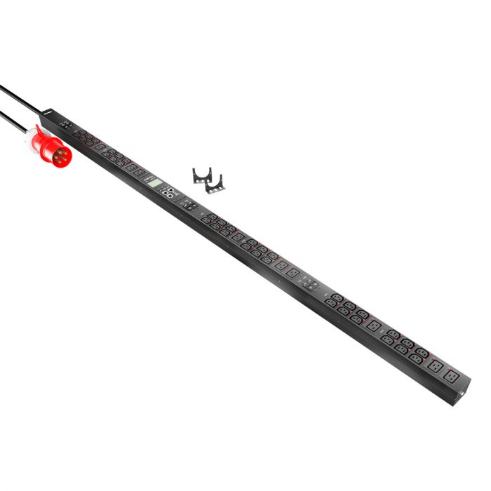 Блок распределения питания NTSS Metered, 3ф32А, 22кВт, 6 автоматических выключателей, (36)С13  с фикс., (9)С19  с фикс., 3м кабель с вилкой IEC 60309