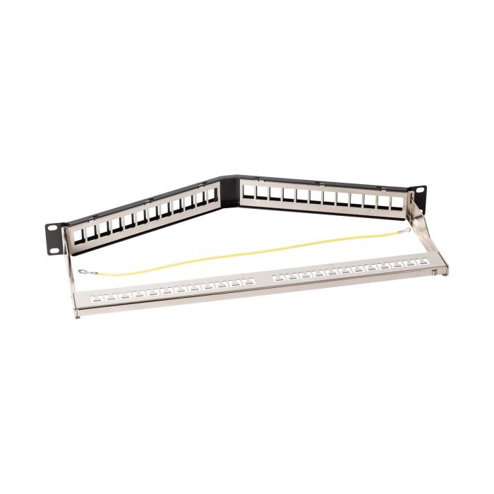 Наборная патч-панель NTSS PREMIUM 1U для 24 разъемов типа Keystone UTP/FTP угловая, с задним кабельным органайзером