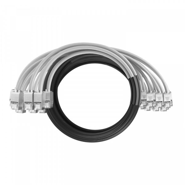 Кабельная сборка NTSS PREMIUM 12pc, U/FTP CAT6A, оконцована разъемами KEYSTONE RJ45 FTP CAT6A, заделка в чулке, вывод 0.6м, длина 13м, LSZH, серый