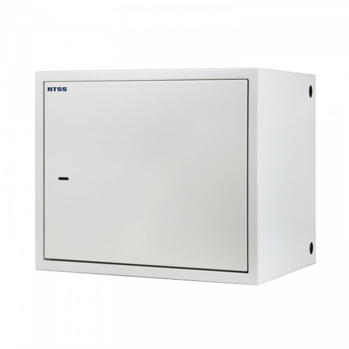 Шкаф настенный антивандальный распашной NTSS WAR 10U 550×400мм, 2 профиля 19, сварной, серый RAL 7035