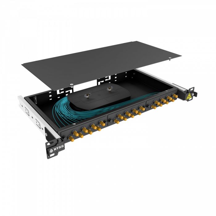 Кросс 19" NTSS PREMIUM выдвижной, предсобранный 1U, 8 портов ST/UPC, 50/125 мкм OM3, черный