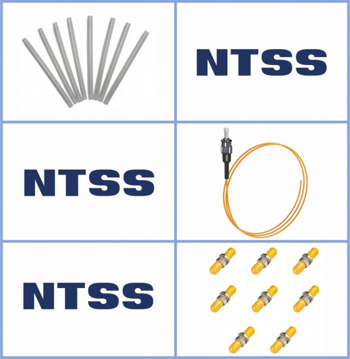 Кросс NTSS оптический настенный Мини, укомплектованный, 8 портов ST/UPC, 9/125 мкм (сплошная панель, ложемент, пигтейлы, КДЗС, адаптеры) серый RAL 7035