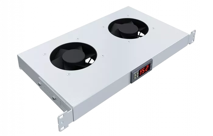 Вентиляторный модуль , 2 вентилятора с цифровым термореле  ВМ-2-19"-Т-2 ССД