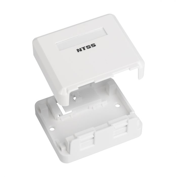 Настенная коробка NTSS PREMIUM для розеточных модулей типа Keystone 2xRJ45 со шторками белый