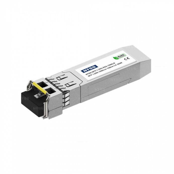 Двухволоконный модуль NTSS SFP, 1,25 Гбит/с, разъём duplex LC, рабочая длина волны 1550 нм, SM, дальность до 120 км, ОБ 32дБ, DDM