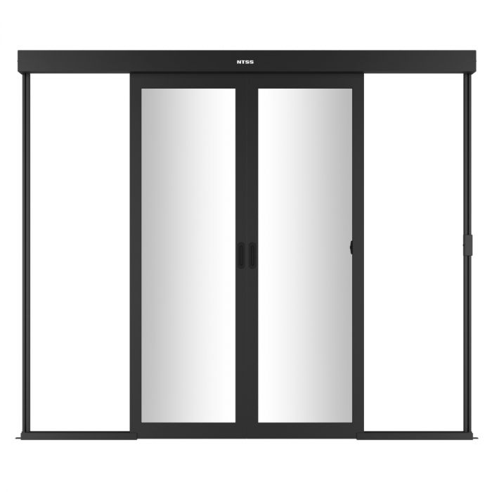 Дверной блок системы изоляции NTSS 42U, с двумя автоматическими дверями, 42U, стекло, для коридора шириной 1200 мм, СКУД, 4 RFID карты, RAL 9005 чёрный