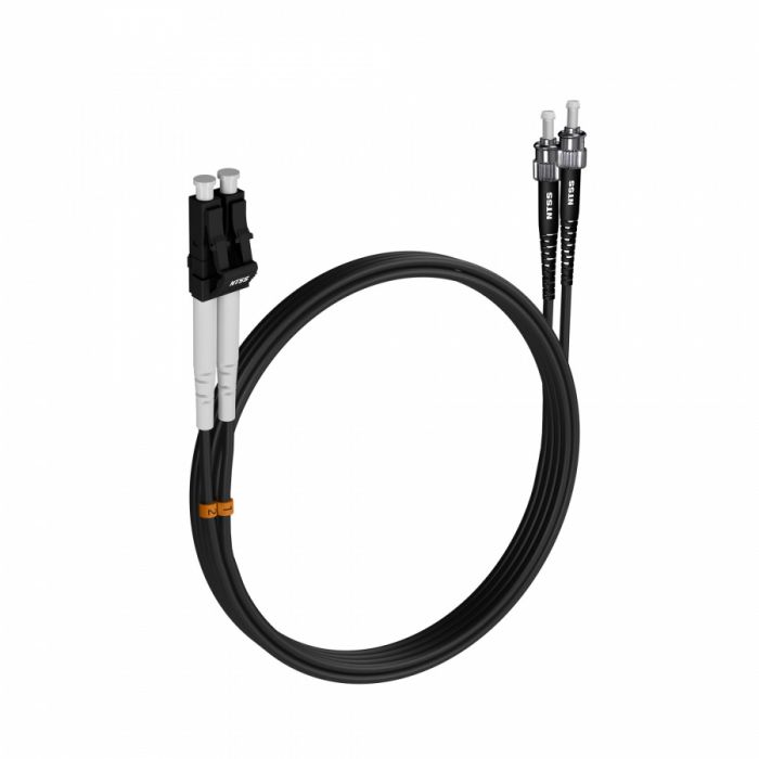 Шнур оптический NTSS PREMIUM dpc LC/APC-ST/UPC 9/125 3.0мм 3м черный LSZH (патч-корд)