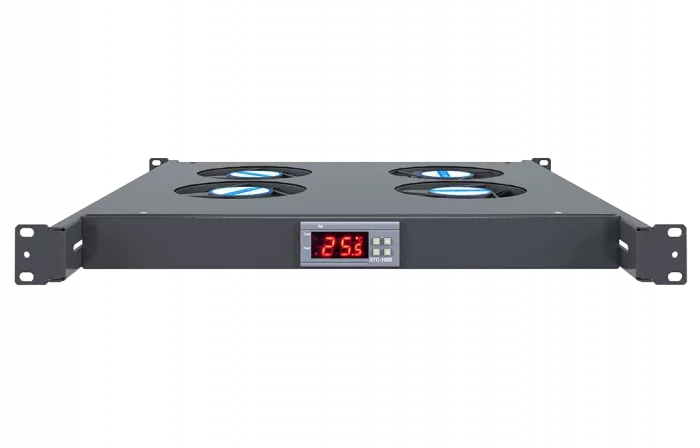 Вентиляторный модуль , 4 вентилятора с цифровым термореле ВМ-4-19"-Т-2-Ч черный ССД