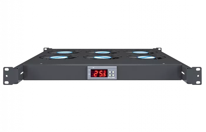 Вентиляторный модуль , 6 вентиляторов с цифровым термореле ВМ-6-19"-Т-2-Ч черный ССД