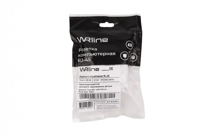 WRline WR-WS-8P8C-C5E-SH-2 Розетка компьютерная RJ-45, категория 5e, экранированная, двойная, внешняя, Dual IDC, цвет белый