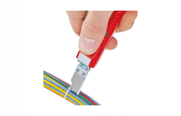 KN-1620165SB Стриппер для круглого кабеля, 8-28 мм, длина 130 мм, нож с прямым лезвием и лезвием-крючком, SB