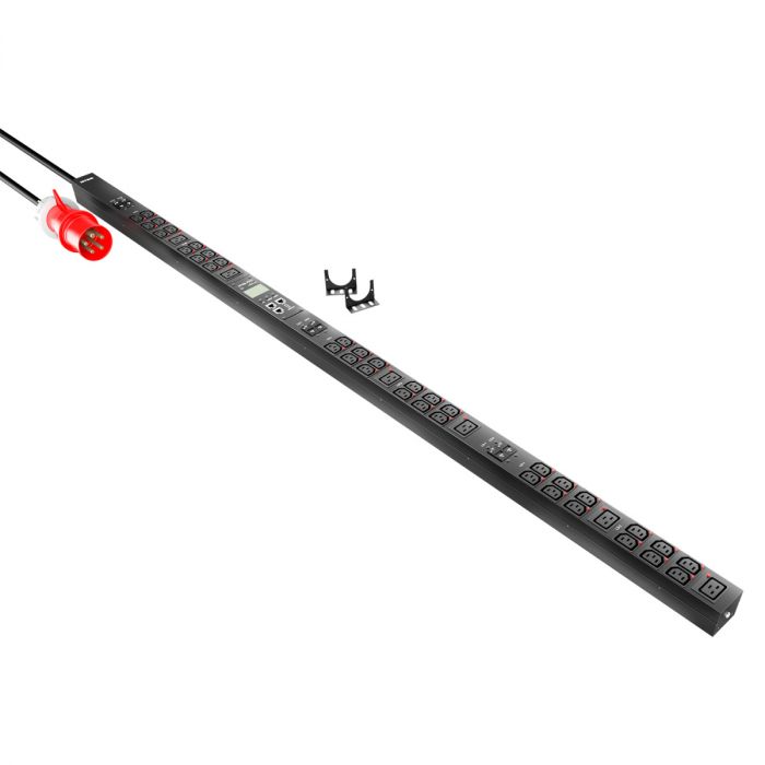 Блок распределения питания NTSS Metered, 3ф32А, 22кВт, 6 автоматических выключателей, (36)С13  с фикс., (6)С19  с фикс., 3м кабель с вилкой IEC 60309