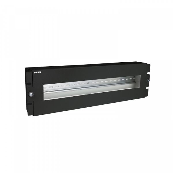 Панель с DIN-рейкой NTSS (ВРУ), с передней крышкой, крепление 19 3U, черный RAL 9005