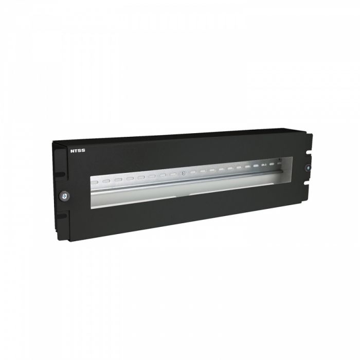 Панель с DIN-рейкой NTSS (ВРУ), с передней крышкой, крепление 19 3U, черный RAL 9005