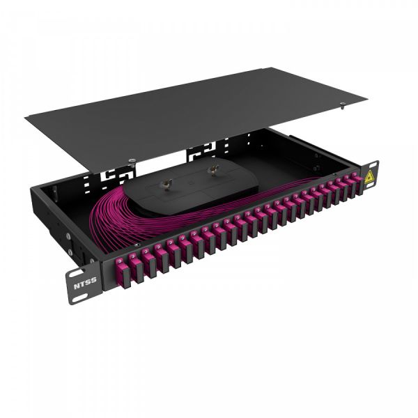 Кросс 19" NTSS PREMIUM, предсобранный 1U, 24 порта SC/UPC duplex, 50/125 мкм OM4, черный
