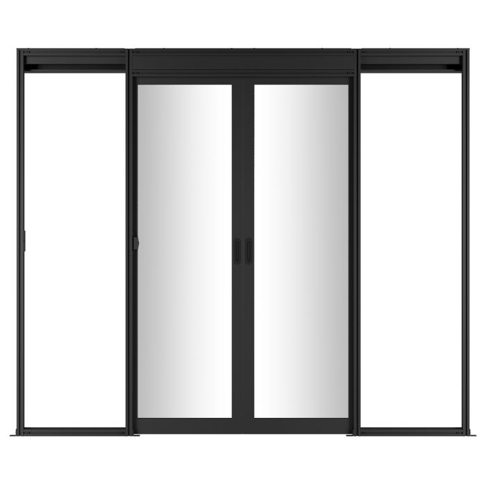 Дверной блок системы изоляции NTSS 42U, с двумя автоматическими дверями, 42U, стекло, для коридора шириной 1200 мм, СКУД, 4 RFID карты, RAL 9005 чёрный