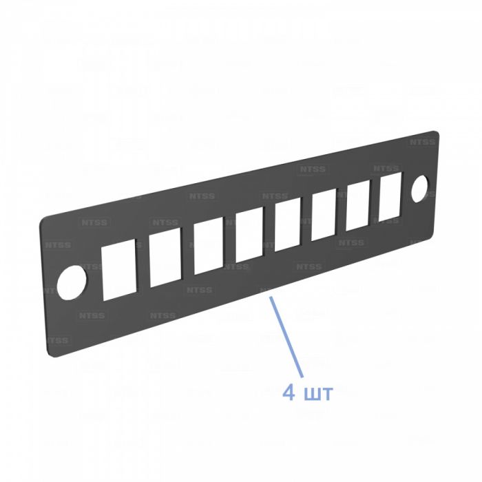  Кросс NTSS оптический настенный частично укомплектованный 24/32 порта 2LC (планка 2LC-4шт, планка-заглушка-1шт, сплайс-кассета-2шт) черный RAL 9005