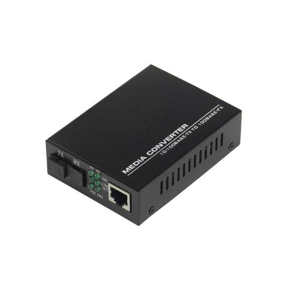 WDM медиаконвертер NTSS с RJ45 портом 10/100Base-T и 10/100Base-FX с разъемом SC, рабочая длина волны (передача/прием) 1310/1550 нм, SM, дальность до 20 км, DC 5В 2A