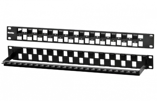 Hyperline PPBL3-19-24S-RM Модульная патч-панель 19", 24 порта, Flat Type, 1U, для модулей Keystone Jack, с задним кабельным организатором (без модулей)