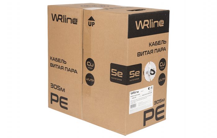 WRline WR-UTP-4P-C5E-PE-BK Кабель витая пара, неэкранированный U/UTP, категория 5e, 4 пары (0,50 мм), одножильный, внешний, PE, черный, 305 м