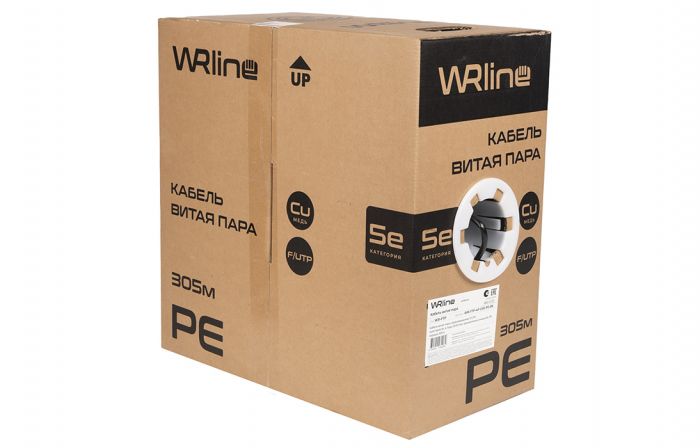 WRline WR-FTP-4P-C5E-PE-BK Кабель витая пара, экранированный F/UTP, категория 5e, 4 пары (0,50 мм), одножильный, внешний, PE, черный, 305 м