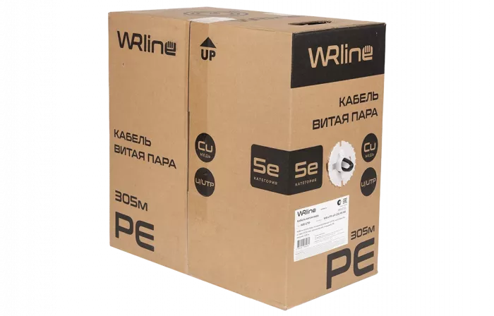 WRline WR-UTP-4P-C5E-PE-BK Кабель витая пара, неэкранированный U/UTP, категория 5e, 4 пары (0,50 мм), одножильный, внешний, PE, черный, 305 м