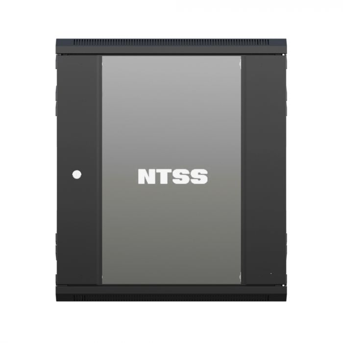 Шкаф настенный телекоммуникационный NTSS W 15U 600х450х770мм, 2 профиля 19, дверь стеклянная, боковые стенки съемные, задняя стенка, разобранный, черный RAL 9005