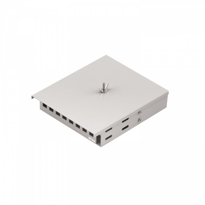 Кросс NTSS оптический настенный Микро, укомплектованный, 8 портов LC/UPC duplex, 50/125 мкм (сплошная панель, ложемент, пигтейлы, КДЗС, адаптеры) серый RAL 7035
