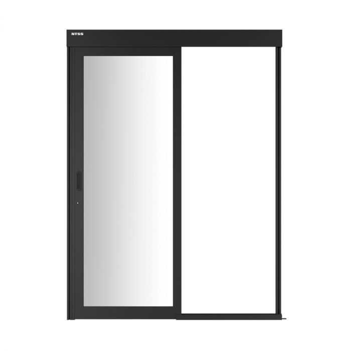 Дверной блок системы изоляции NTSS 42U, с одной механической дверью, стекло, с замком, для коридора без левого ряда шириной 800 мм, RAL 9005 чёрный