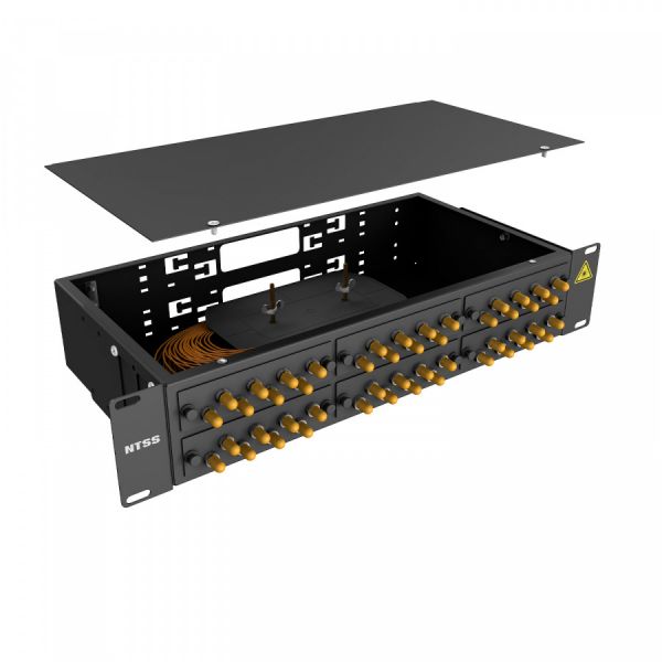 Кросс 19" NTSS PREMIUM, предсобранный 2U, 48 портов ST/UPC, 50/125 мкм, черный