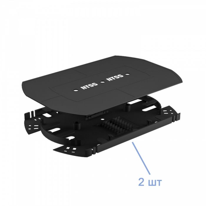 Кросс NTSS оптический 19'' частично укомплектованный 1U, 32 порта SC duplex (сплошная панель, сплайс-кассета-2шт) черный RAL 9005