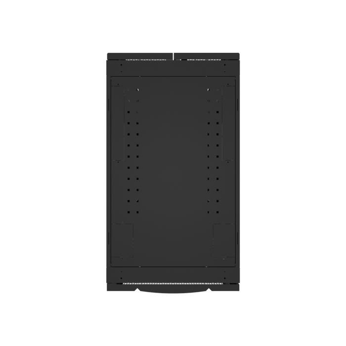 Шкаф напольный серверный NTSS ПРОЦОД DS 48U 600х1200мм, двойные боковые стенки, панель потолка с щеточными вводами, двери перфорированная и перфорированная двухстворчатая, без панели пола, регулируемые опоры, ролики, черный RAL 9005
