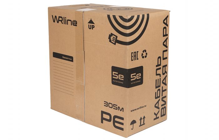 WRline WR-UTP-4P-C5E-PE-BK Кабель витая пара, неэкранированный U/UTP, категория 5e, 4 пары (0,50 мм), одножильный, внешний, PE, черный, 305 м