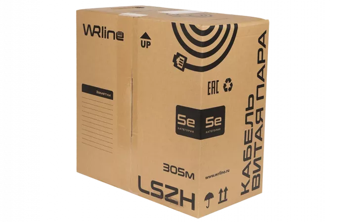 WRline WR-UTP-4P-C5E-LSZH-GY (куски) Кабель витая пара, неэкранированный U/UTP, категория 5e, 4 пары (0,50 мм), одножильный, внутренний, LSZH, нг(A)-HF, серый