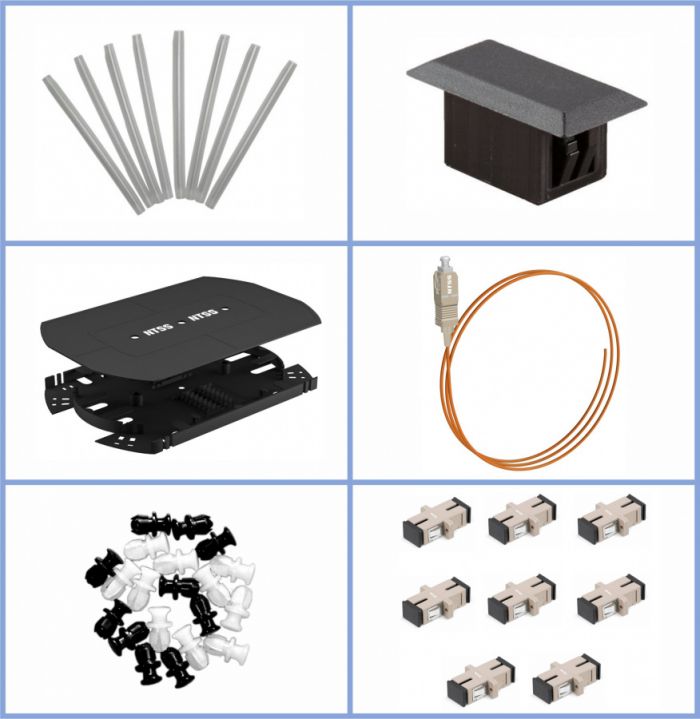 Кросс NTSS оптический настенный, укомплектованный, 20 портов SC/UPC, 62.5/125 мкм (планки, сплайс-кассета, пигтейлы, КДЗС, адаптеры) серый RAL 7035