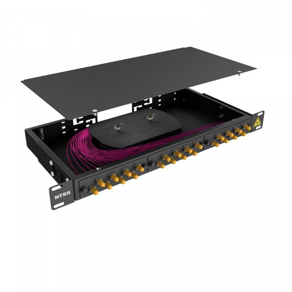 Кросс 19" NTSS PREMIUM, предсобранный 1U, 24 порта ST/UPC, 50/125 мкм OM4, черный