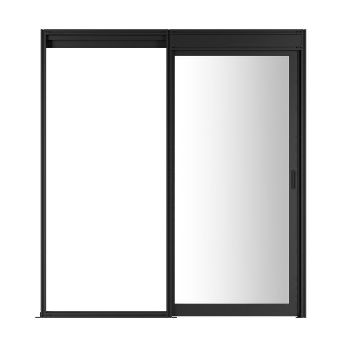 Дверной блок системы изоляции NTSS 42U, с одной механической дверью, стекло, для коридора без левого ряда шириной 1000 мм, RAL 9005 чёрный