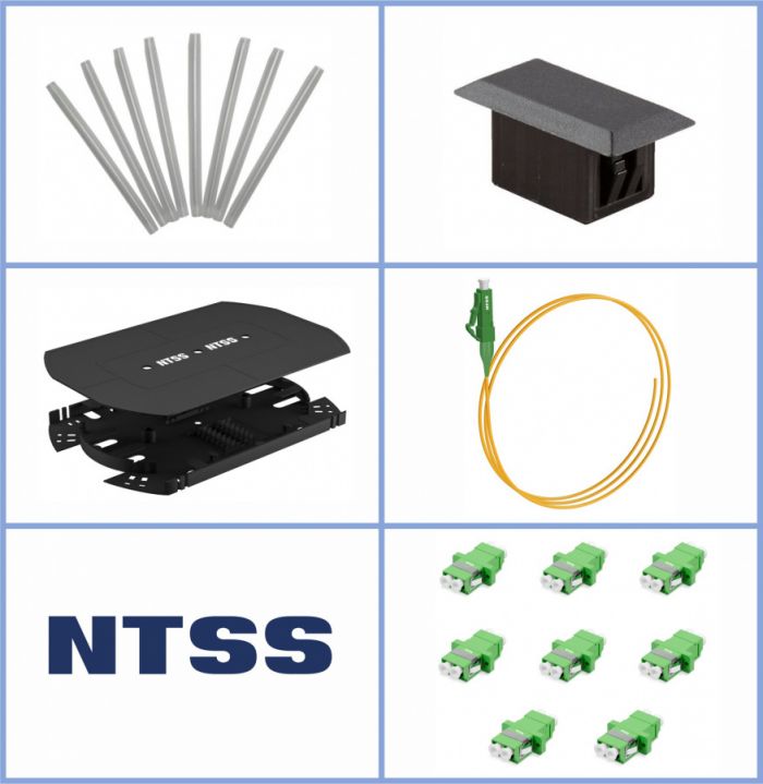 Кросс NTSS оптический 19'' укомплектованный 2U, 96 портов LC/APC duplex, 9/125 мкм (сплошная панель, сплайс-кассета 6шт, пигтейлы, КДЗС, адаптеры) серый RAL 7035