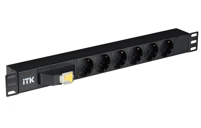 PH21-6D3 ITK PDU 6 роз. нем. ст. с автом.10А 1U, вх.С14 без каб. чер.