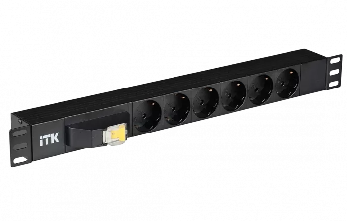 PH21-6D3 ITK PDU 6 роз. нем. ст. с автом.10А 1U, вх.С14 без каб. чер.