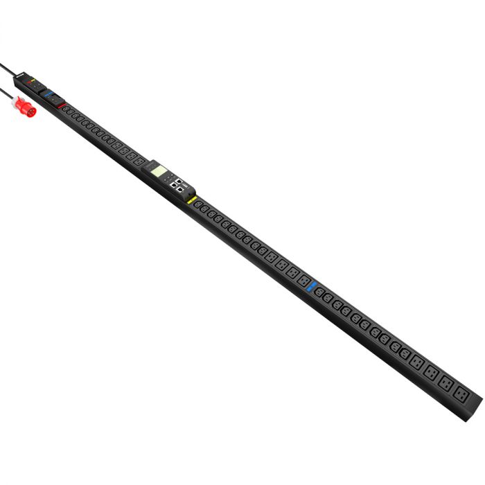 Блок распределения питания NTSS Metered, 3ф32А, 22кВт, 3 автоматических выключателей, (30)С13, (12)С19, 3м кабель с вилкой IEC 60309, 1802х52х50 мм